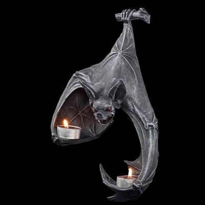 Criativo bat castiçal vibe parede decorativa inquebrável realista halloween pendurado vela suporte decoração de casa