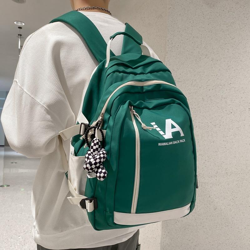 Simple student schoolbag Female high school student Junior high school student backpack Large capacity couple backpack