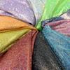 Glitter Polyester Fabric, Iridescent Holographic Stretch Sparkle Fabric for Wedding Party Decoration Clothing Sewing DIY Decor