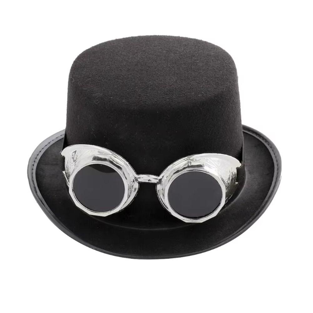 Magician Hat Steampunk Men Hat With Eyeglasses Cosplay Jazz Hat Retro Gothic Hat Men Women Unisex