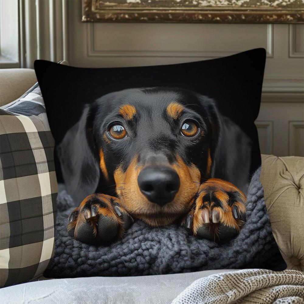 1 Stück Dackel Hund Niedlich Thematisch Bedruckter Kissenbezug, Geeignet für Sofa, Schlafzimmer, Wohnzimmer, Heilendes Geschenk für Hundeliebhaber.