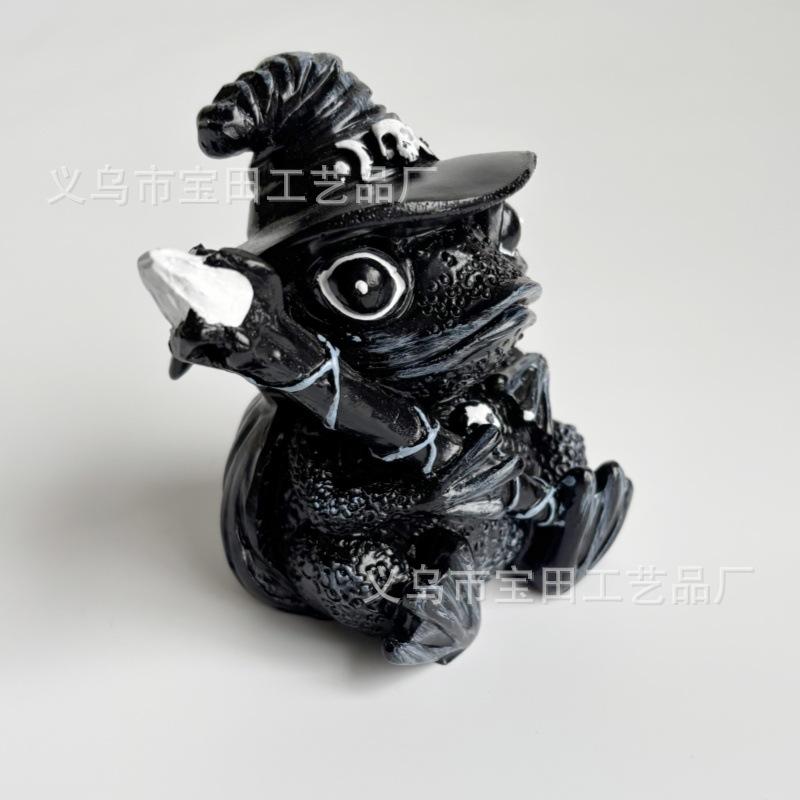 The Resin Witch Frog Statue Is Suitable for Home Decorations with Black Hats and Skeletons