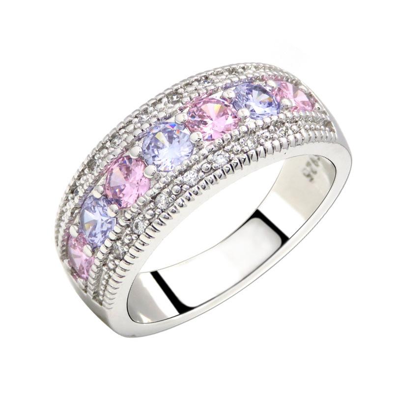 2026 Pink Diamond European and American Light Luxury Women s Wedding Ring, High-end Slightly Inlaid Colored Zircon Ring no. 6