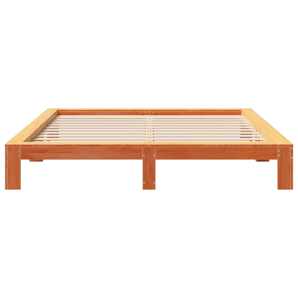 Solid Wood Bed without Mattress Wax Brown 180x200 cm Pine Wood