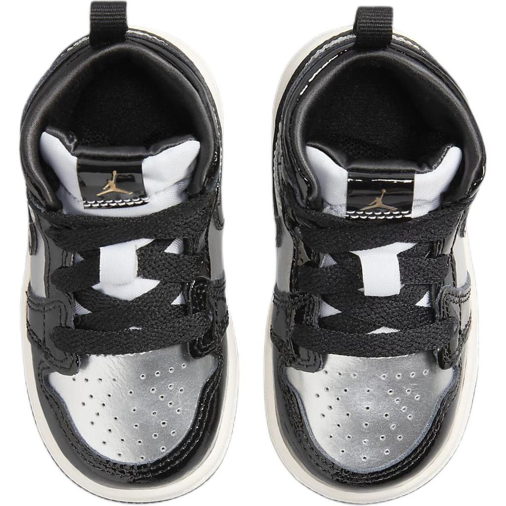 Air Jordan 1 Mid SE TD Black Metallic Silver Baby Sneakers Sail Metallic-Gold FZ3939-001