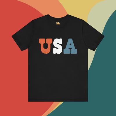 Retro U.S.A. Red White and Blue Graphic T Shirt Mens Kids Womens Tees Unisex