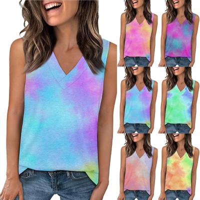 Tops For Women Summer V Neck T Shirts Trendy Sleeveless Basic Tee Loose Fit Fashion
