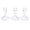 3PCS Glass Candlestick Holder Clear Pillar Taper Candle Holder for Shelf Dining Table Decor Centerpiece Wedding Party