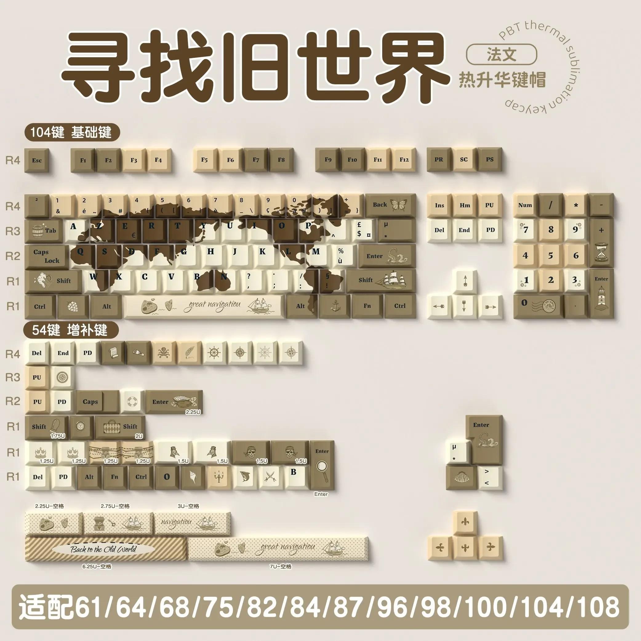 

Оригинальные колпачки клавиш Old World Оригинальные Высоко персонализированные Индивидуальная адаптация PBT Сублимация Колпачок для механической клавиатуры sa