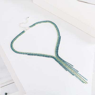 Long Tassel Simple Crystal Rhinestone Choker Necklace Women Gem Statement Collares Chokers Bijoux