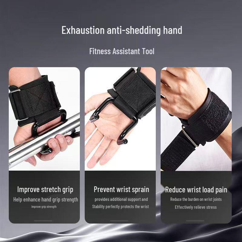Pull-up Assist Hook Wrist Wraps for Non-Slip Deadlift Exercise