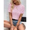 Top da Donna Rosa con Paillettes a Manica Corta Girocollo Casual da Festa Vestibilità Larga Camicetta Maglietta