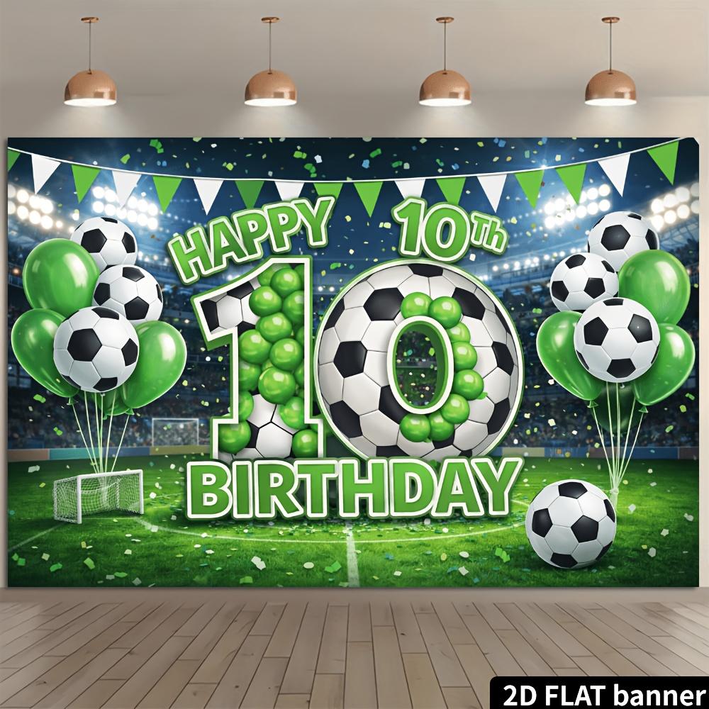 2D Plane 1 Piece - 10-year-old Football-themed Birthday Party Background Fabric - Football Field Lighting Scene