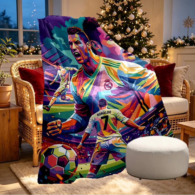 Cristiano Ronaldo Print Blanket - Soft & Comfortable, for Bedroom, Travel, Sofa, Home Decoration - Birthday Christmas Gift for Friend