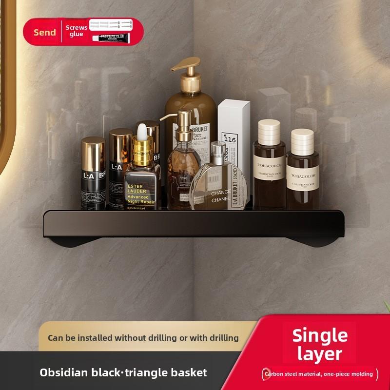 Wall Mount Corner Bathroom Shelving Unit With Antipunch Design For Toilet And Kitchen Storage