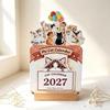 2027 Süße Katze Blühende Blumen Schreibtisch Schreibtischkalender Holzsockel 12 Malerei Kunstkarten Monatsplaner Home Office Schuldekor