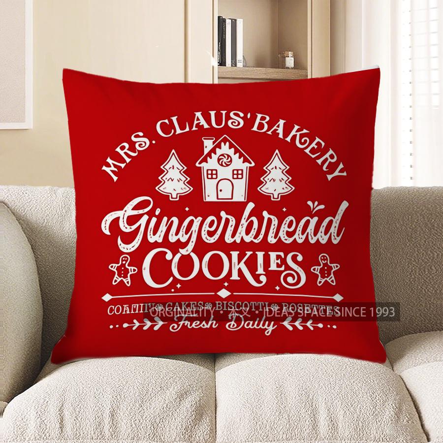 Home Decor Gingerbread Bakery Decorative Cushion Cover Pattern Cushion Cover Suitable For Sofa Bedroom Car Pillow Cover