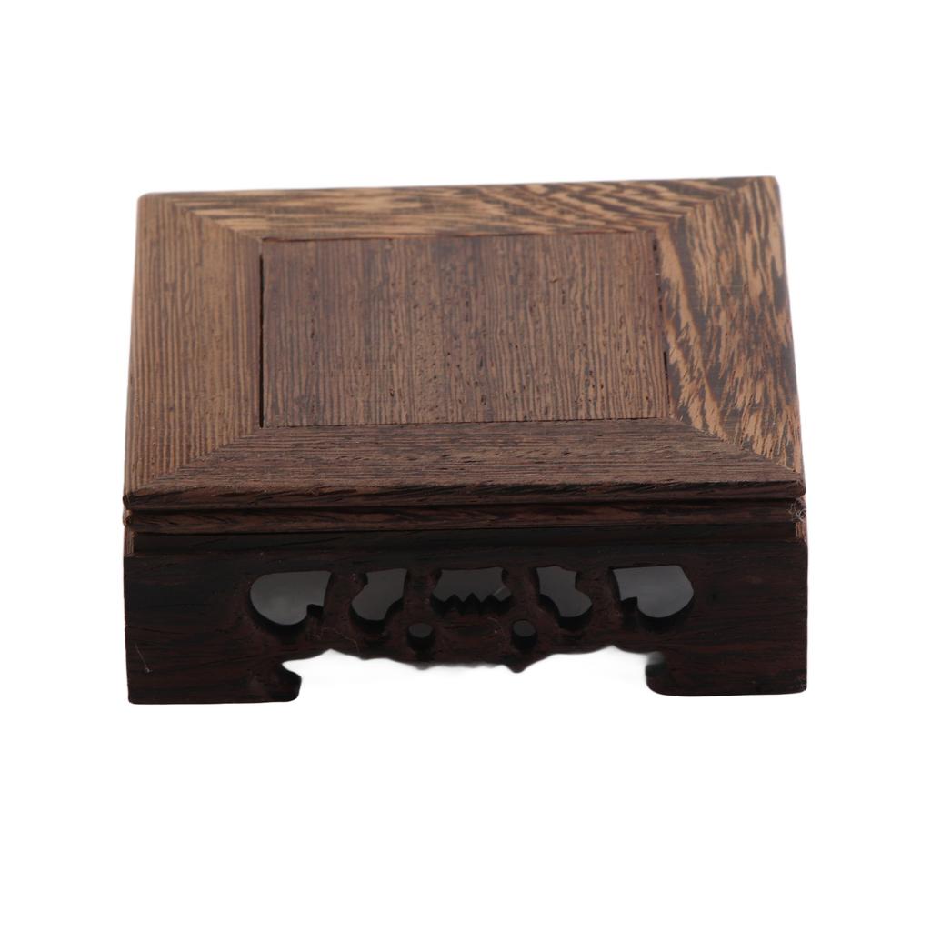 Buddha Statue Ornament Base Wooden Flower Pot Stand Durable Square Vase Fish Tank Display Tray