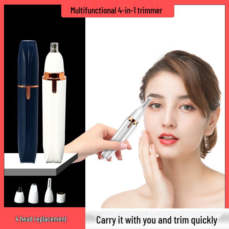 Unisex 4-in-1 Electric Grooming Kit: Eyebrow & Nose Hair Trimmer, Razor, Epilator