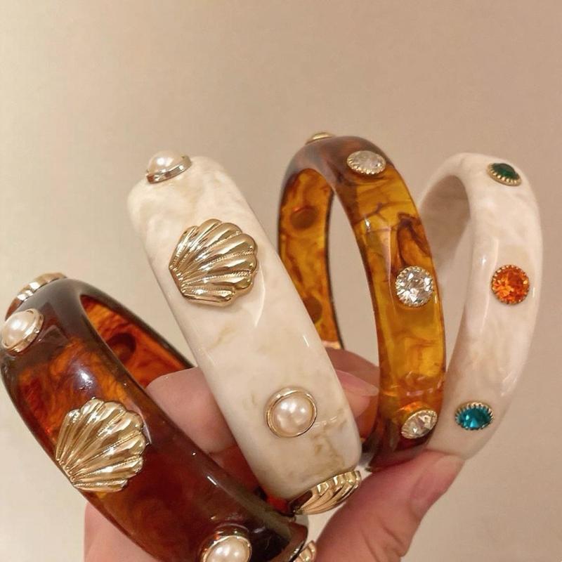 Bohemian Shell Resin Braclets For Women Geometric Hyperbole Vintage Bangles Jewelry Fashion Elegant Acrylic Pulseras