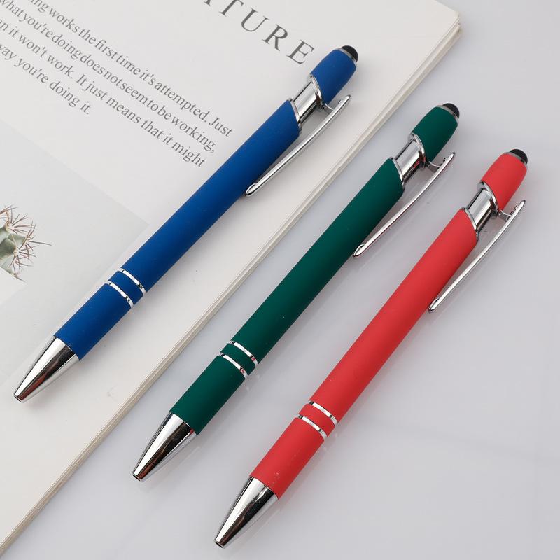 10PCS Retractable Metal Ballpoint Pen 2 In 1 Touch Screen Stylus Black Ink Pens for School Office Stationery Writing Supplies