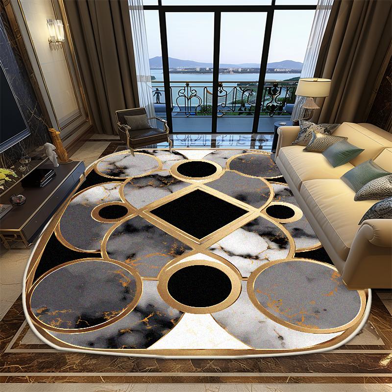 European Style Irregular Shape Living Room Carpet Luxury Decoration Bedroom Soft Large Rugs Office Non-slip Foldable Floor Mat