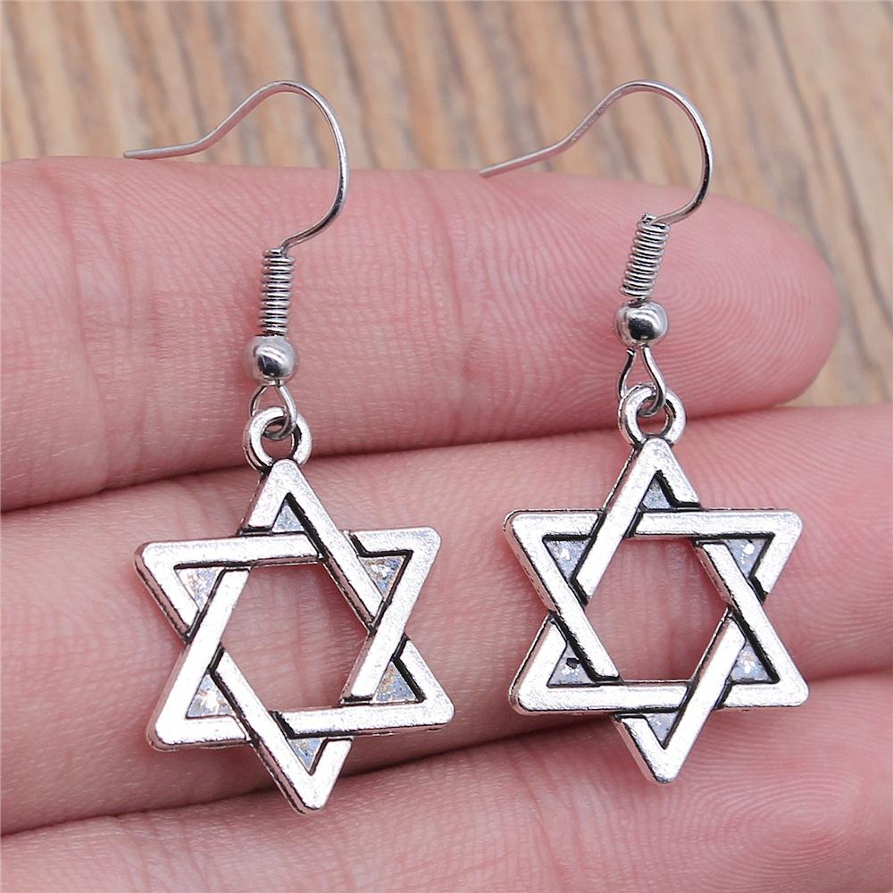 Vintage Neue Mode Einfach Judentum Menora Davidstern Charmante Hängeohrringe Für Dame Damen Schmuck Geschenk