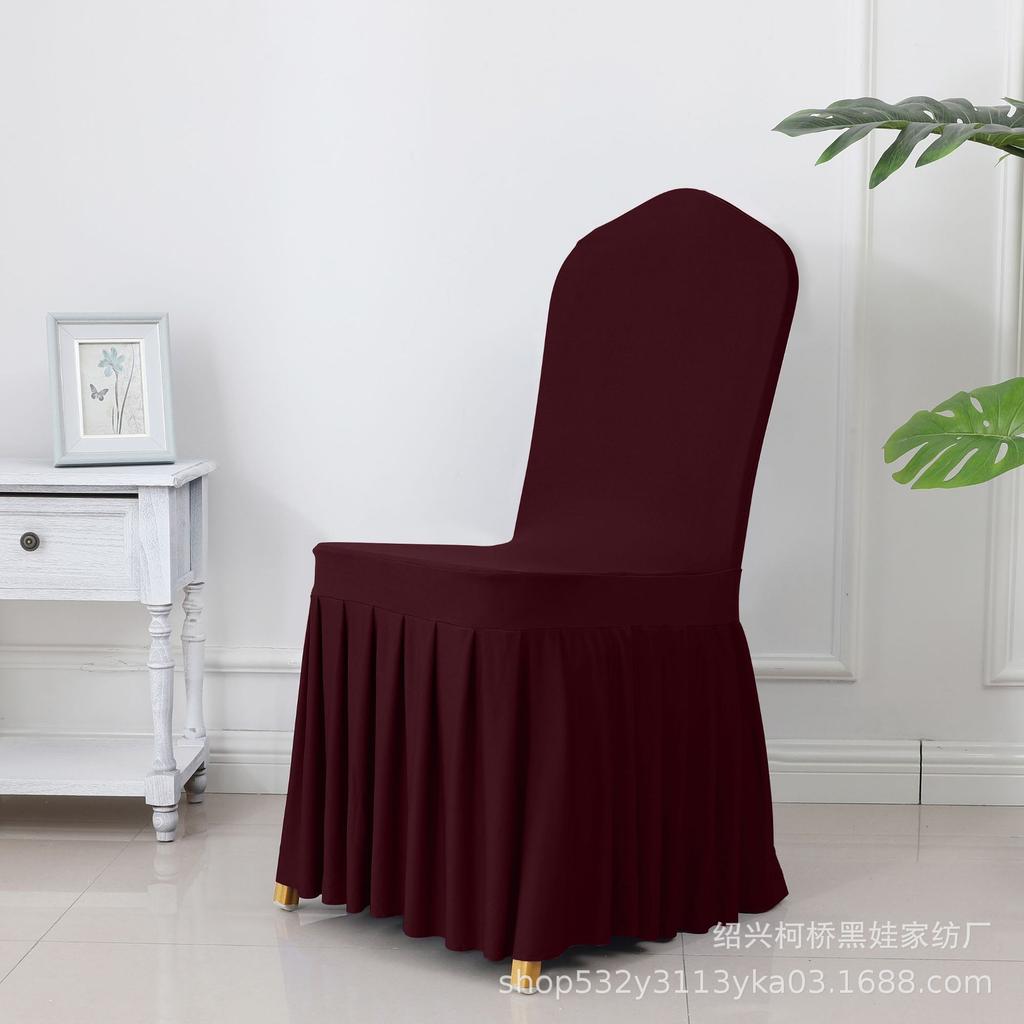 Banquet Chair Cover Thickened Elastic Pleated Skirt Dining Chair Cover Wedding Hotel Party Venue Decoration Simple and Versatile