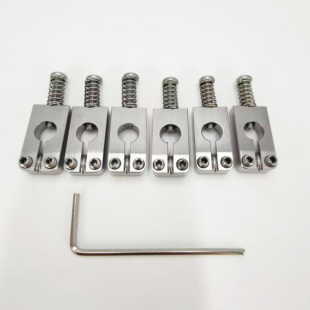 6-piece Set of Round-hole Bridge Natural Brass and Natural Stainless Steel Electric Guitar Bridges String Guide Bridge