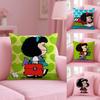 Federa Cuscino Cartone Animato M-Mafalda Tessuto Peluche Morbido Stampa Fronte/Retro Calda per Divano Regalo Invernale per la Casa Copricuscino