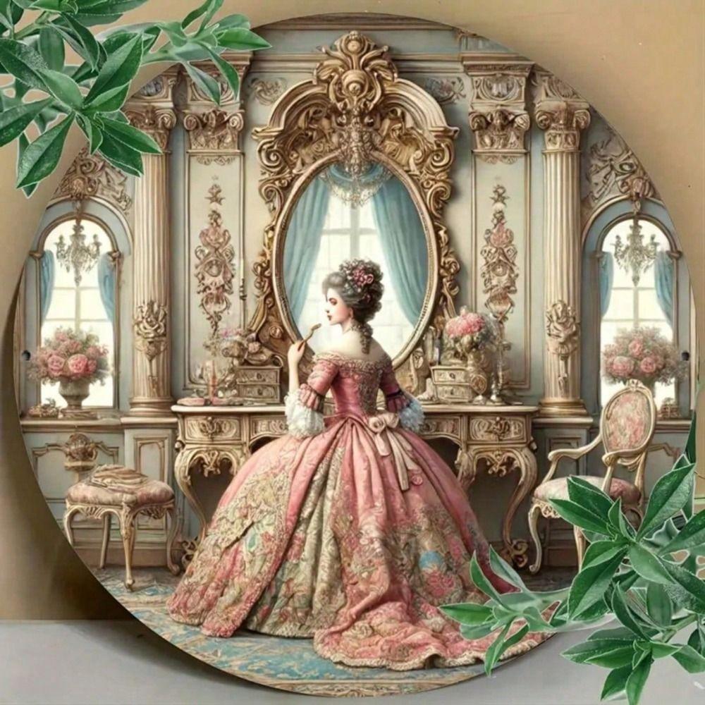 Retro Iron Wall Art 20x20cm Round Metal Sign Victorian Style Vintage Decor for Bar Home