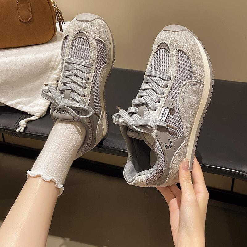 Fashion Women's Running Shoes 2025 New Mesh Breathable Casual Sneakers Lace Up Anti-Slip Retro Sports Shoes Versatile Low Top Sneakers