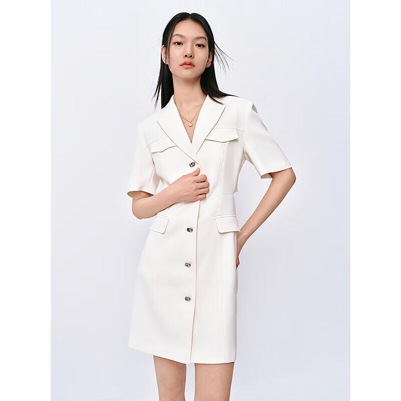 PEACEBIRD Women s Stylish Summer Hollow Out Waist-Cinching Dress S