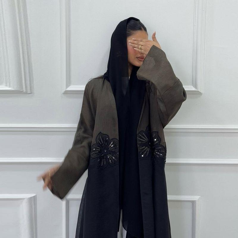 New Middle East Cardigan Fashion Three-Dimensional Applique Temperament Robe Dress Cardigan Decal Robe