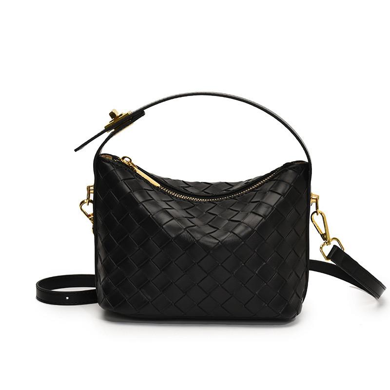 Pu Texture Woven Single Shoulder Crossbody Bag Solid Color Handbag Fashion Women