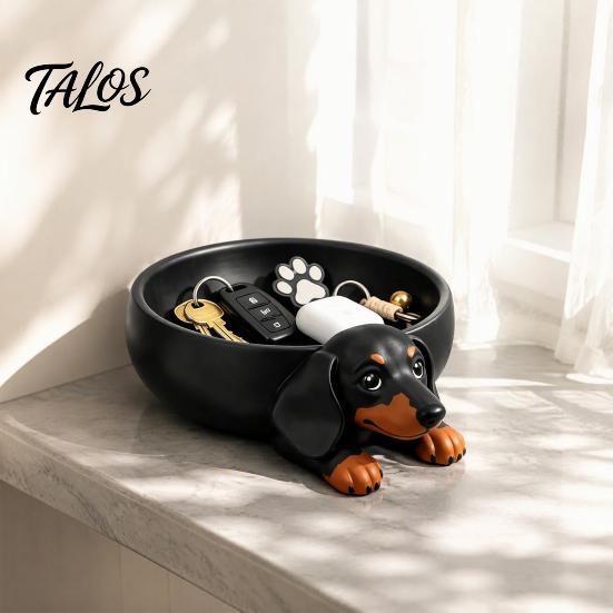 Geburtstagsgeschenke für sie 3D-gedruckte Dackel-Aufbewahrungsschale, Harz-Hundeform Desktop-Organizer Schlüssel Schmuck, Dekorative Münzablage Kleinigkeiten Schale,