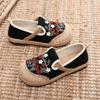 Women's Trendy Ethnic Style Embroidered Canvas Shoes Patchwork Low-Cut Slip-On Linen Flats