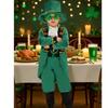 Irish Lucky Shamrock Kids Show Costume Set With Hat Vest Scarf And Pants Cosplay Outfit For Patrick Day Dance