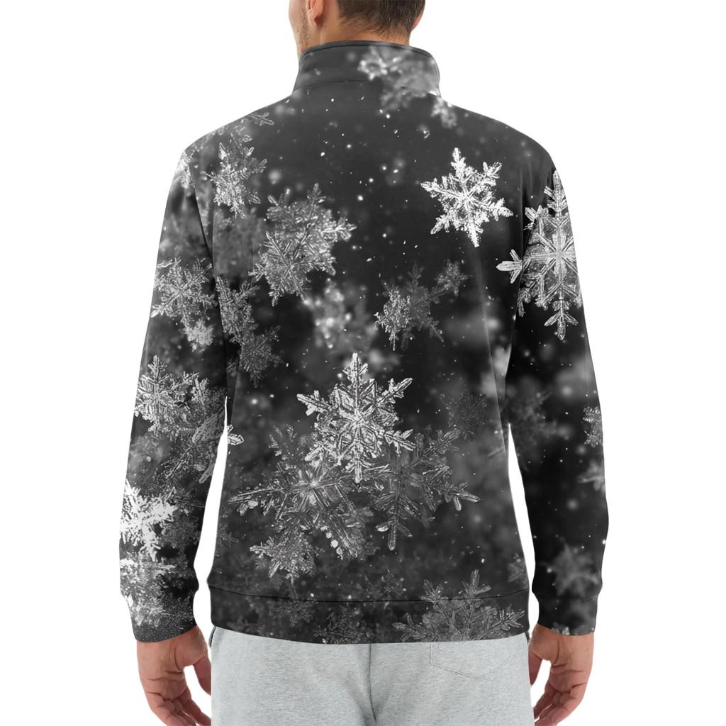 Men's Loose Casual 1/4 Zip Sweatshirt Fashion Printed Long Sleeve Top With Pockets