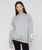 GRAVER [Unisex] Multi Tape Flower Smile Drawing Sweatshirt_Gray