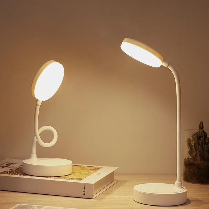 Flexible LED Desk Lamp with 3-Level Dimmer USB Powered Eye-Caring Warm/White Light Perfect for Home Office Reading & Study
