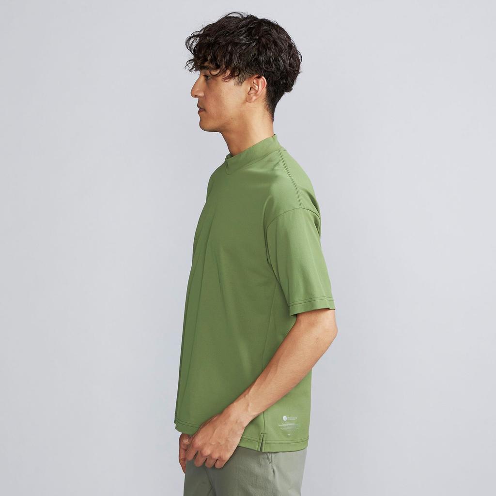 Mizuno Mock Neck B2MAB136 Anti-Sweat T-Shirt, Sweat-Wicking, Quick-Drying, Khaki,