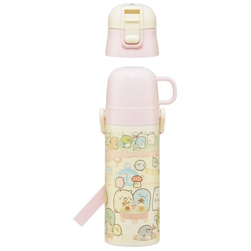 Skater Children's Stainless Steel Water Bottle 2-Way Direct Drinking 470ml Cup Drinking 430ml Sumikkogurashi Mole House Child-friendly Lightweight Typ