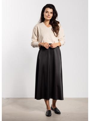 Classic Satin Midi Skirt In Black XL