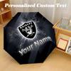 Las Vegas Raiders Automatic 8‑ribs Umbrella, Custom Name Text Personalized Folding Umbrella Rain Sun Gift