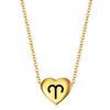 European & American 12 Constellations Heart Necklace - 18K Gold Titanium Steel Clavicle Chain