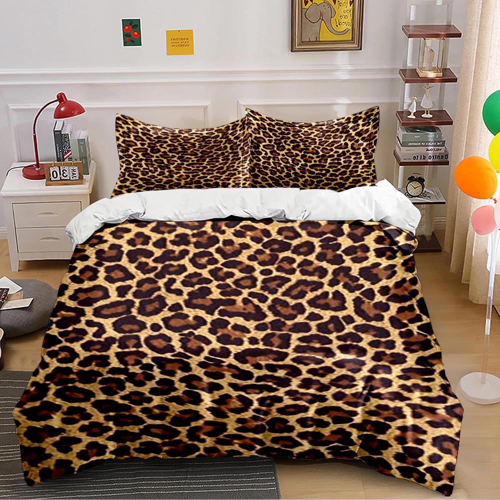 Leopard Print Bedding Set Bedding set (1 duvet cover, 2 pillowcases, duvet not included) 135x200cm