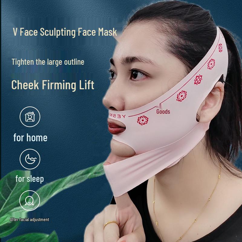 Pressurized V-Face Lifting Mask for Day and Night Use - Tightens Masseter Muscles, Lifts Nasolabial Folds, and Sculpts Face.