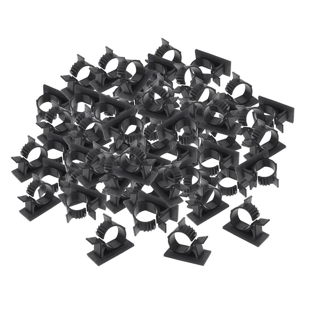 100 Pieces Cord Holder Organizer Punch Bases Mount for Home Office , Black, 13mm-16mm