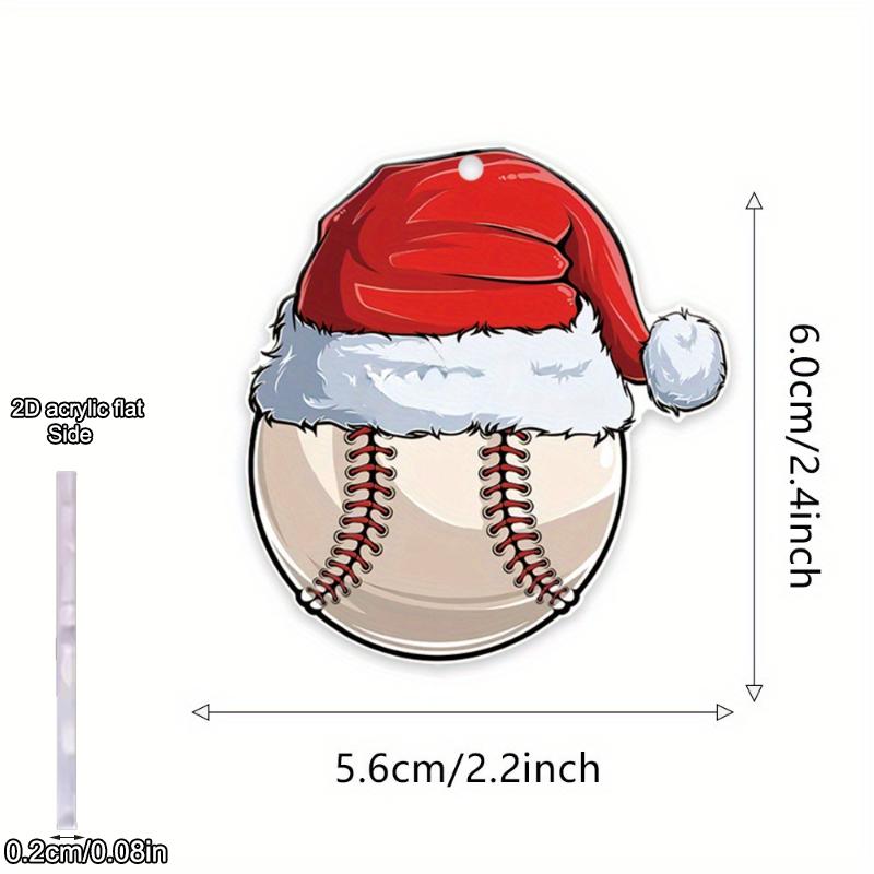1pcs Baseball Santa Hat Christmas Ornament, Acrylic Sign, Four Seasons Decoration, with Wall Hanging, Novelty Home Decor